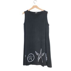 Vintage 90s Cotton Connection women's shift dress size M black seashell tank top